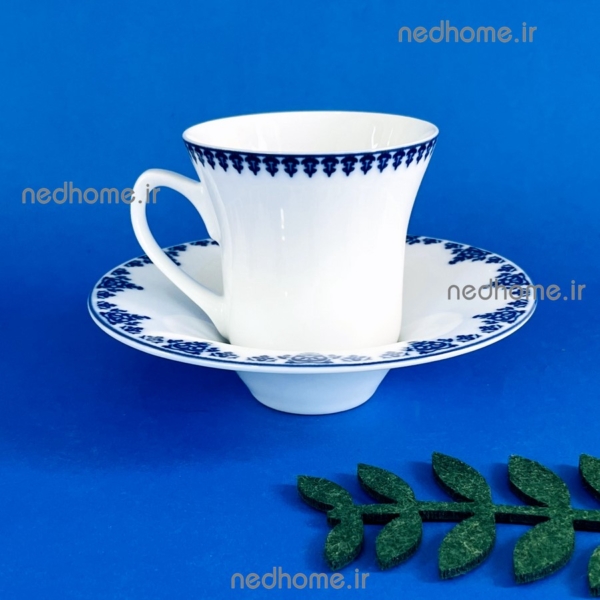 فنجون و نعلبکی چینی سفید طرح سمرقند شهرزاد