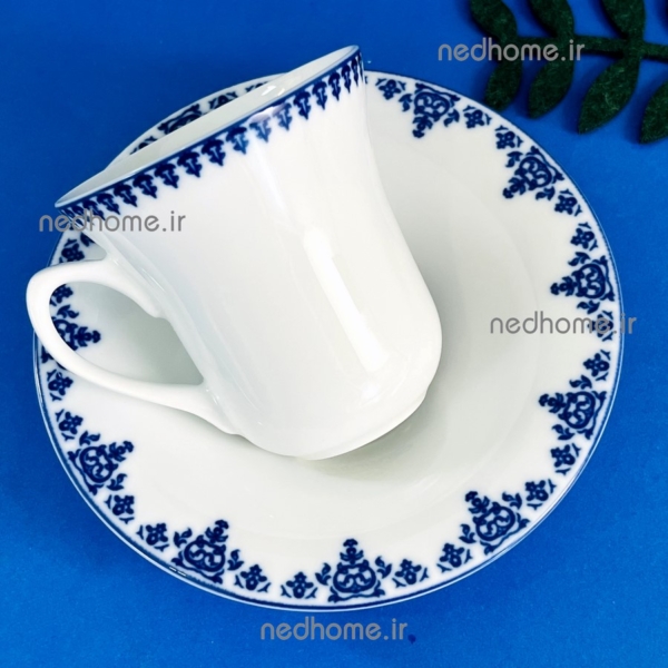 ست فنجان و نعلبکی چینی زرین طرح جذاب سمرقند آبی رنگ