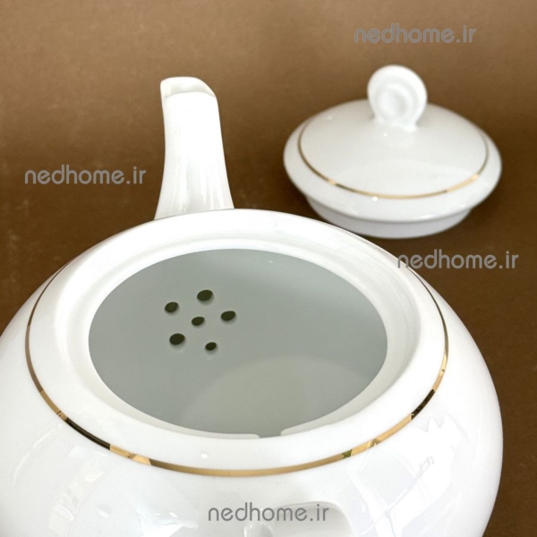 قوری بزرگ چینی لب طلایی زرین