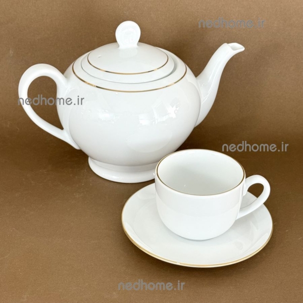 ست چای خوری لب طلایی ساده چینی زرین درجه عالی