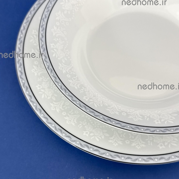 بشقاب گود چینی زرین طرح وایت رز سفید درجه عالی
