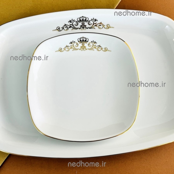 دیس غذاخوری چینی زرین طرح کوئین طلایی کواترو
