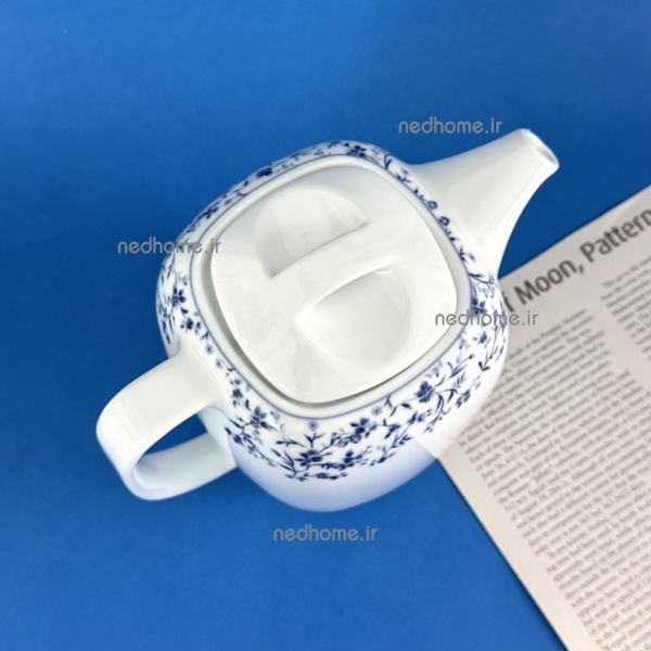 قوری چینی بزرگ زرین طرح ورونیکا گلدار آبی
