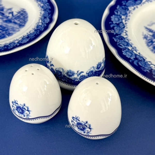 نمکدان و فلفل پاش طرح سن پترزبورگ گل آبی چینی زرین
