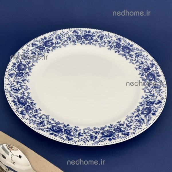 دیس گرد گل آبی چینی زرین