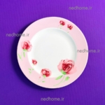 بشقاب میوه خوری تک چینی زرین طرح پینک رز ایتالیا اف فله ای - درجه یک