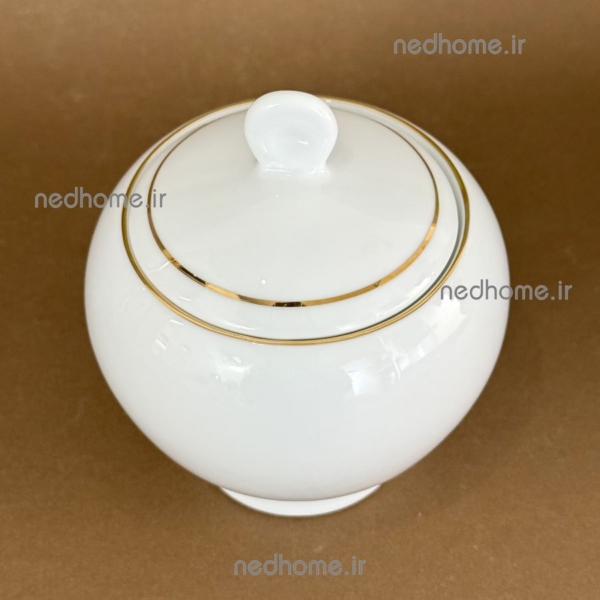 قندان لب طلایی چینی سفید زرین