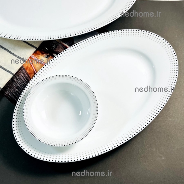 دیس بزرگ تک چینی زرین طرح مونبلان مشکی