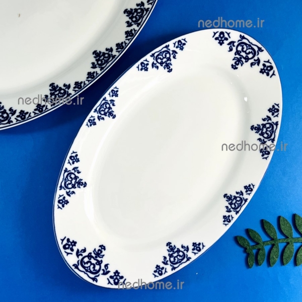 دیس پلوخوری چینی زرین طرح سمرقند سنتی آبی رنگ