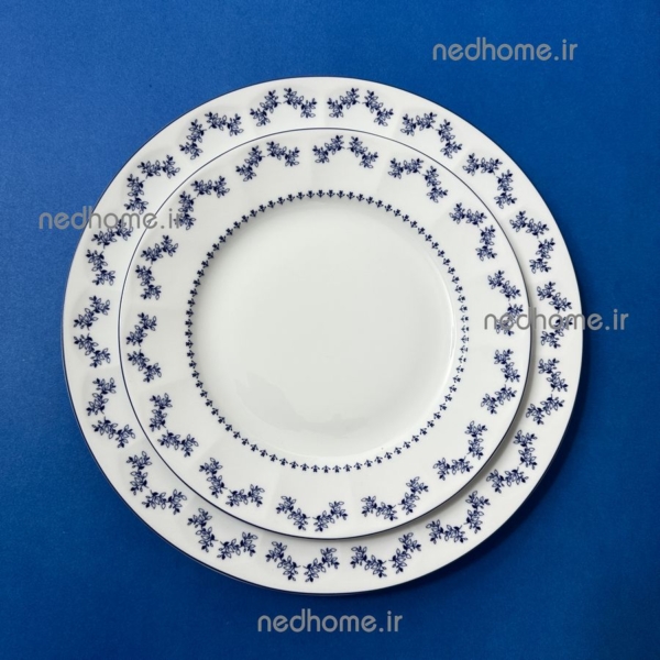 بشقاب میوه خوری تک چینی زرین طرح فرانسیس سرمه ای نئوکلاسیک فله ای - 22 cm - درجه یک - Image 5
