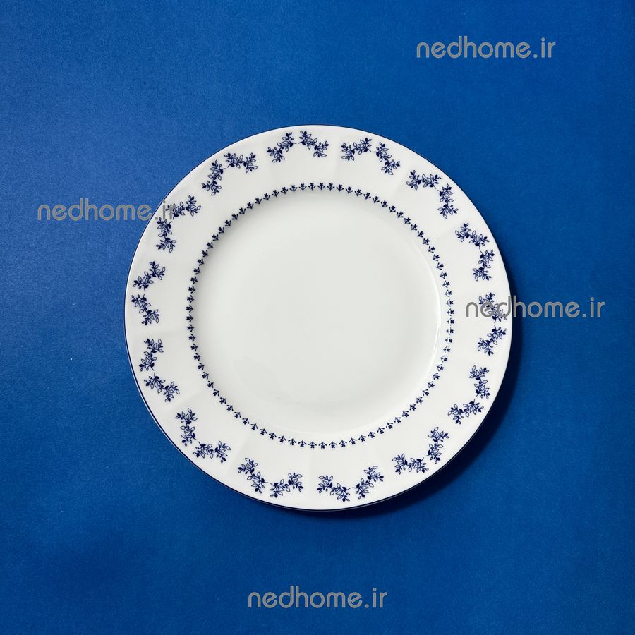 4234 (2) بشقاب میوه خوری تک چینی زرین طرح فرانسیس سرمه ای نئوکلاسیک فله ای - 22 cm - درجه یک - Image 1