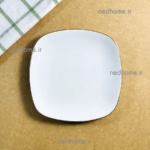 بشقاب میوه خوری تک چینی زرین طرح لب طلایی کواترو فله ای - درجه یک