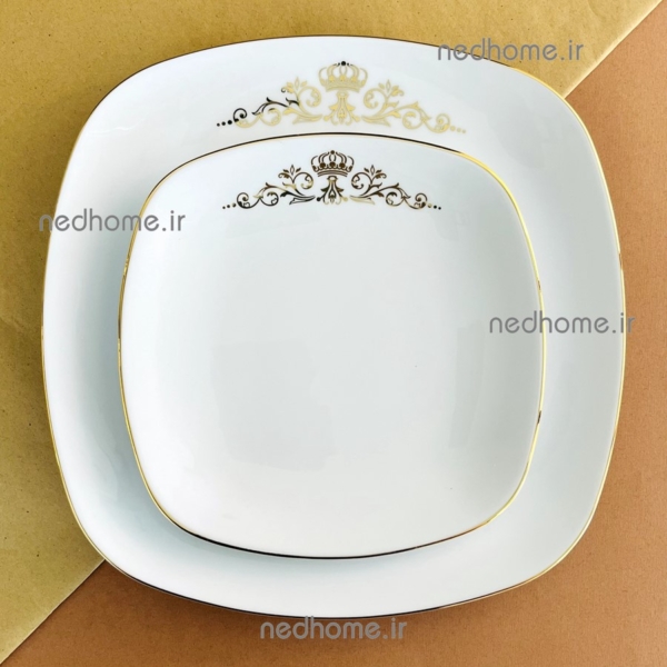 بشقاب برنج خوری کویین مربع چینی زرین