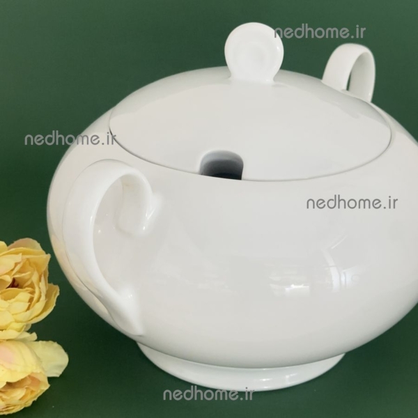 سوپخوری بزرگ دردار چینی سفید گرد
