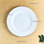 بشقاب میوه خوری تک چینی زرین طرح لب طلایی رادیانس فله ای - درجه یک