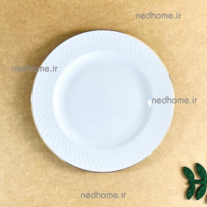 بشقاب میوه خوری تک چینی زرین طرح لب طلایی رادیانس فله ای - درجه یک