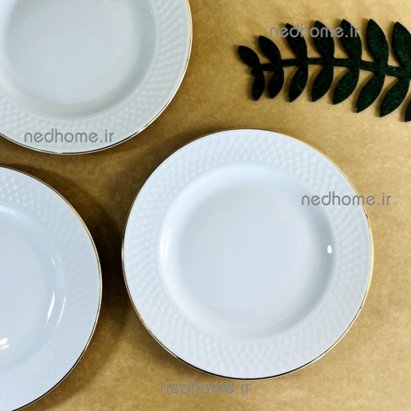 بشقاب میوه خوری لب طلایی ساده چینی زرین طرح رادیانس درجه عالی