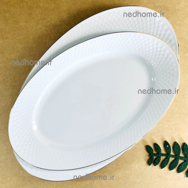 دیس برنج خوری دور برجسته سفید لب طلایی رادیانس زرین