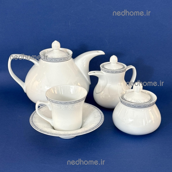 سرویس چای خوری چینی زرین طرح وایت رز