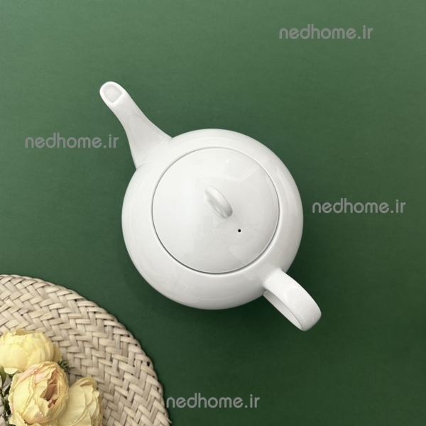 قوری گرد سفید چینی زرین