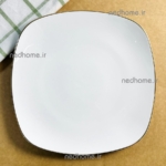 بشقاب پلو خوری تک چینی زرین طرح لب طلایی کواترو فله ای - درجه یک