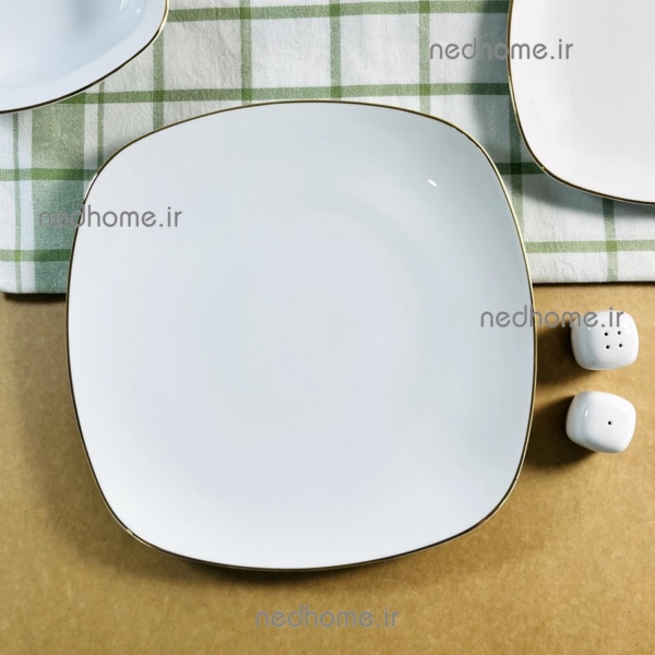 بشقاب برنج چینی زرین کواترو لب طلایی طرح زرین