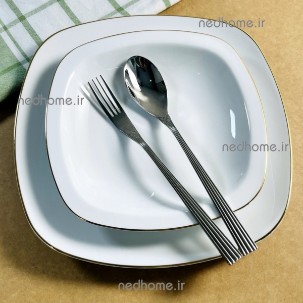 بشقاب غذاخوری کواترو زرین لب طلایی چینی