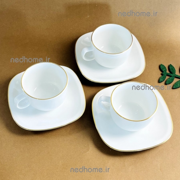 فنجان چینی دورطلایی سفید درجه عالی چینی زرین