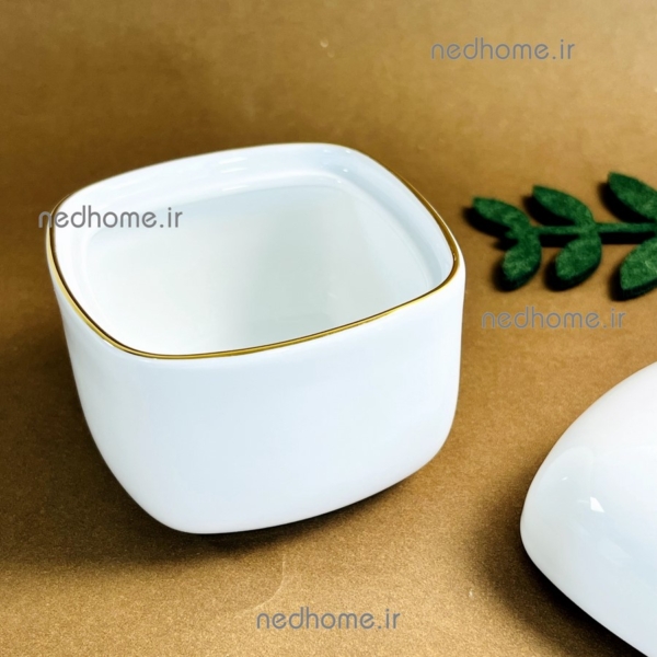 قندان لبه طلایی چینی زرین قالب مربع درجه عالی