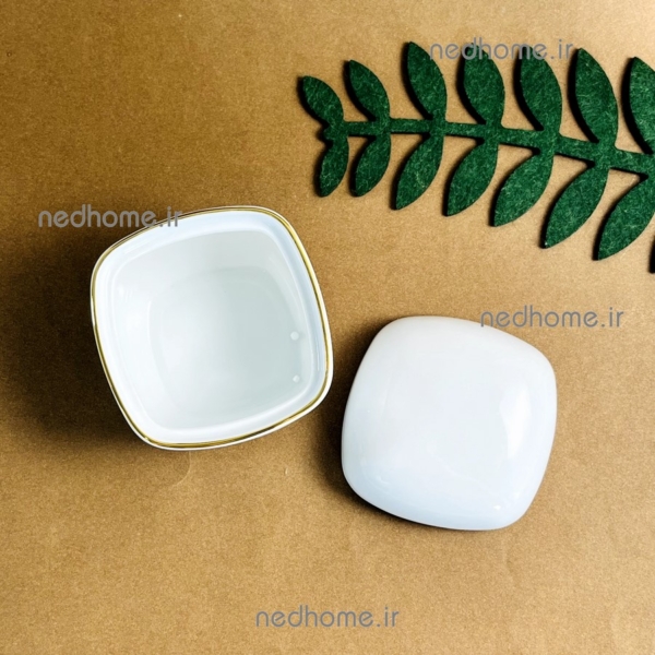 قندون ساده مربع چینی زرین طرح لب طلایی