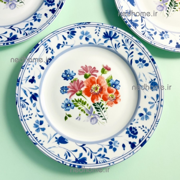 پلوخوری گرد چینی زرین طرح گرانادا گل آبی