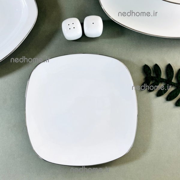 نمکدان لب نقره ای مربع چینی زرین درجه عالی