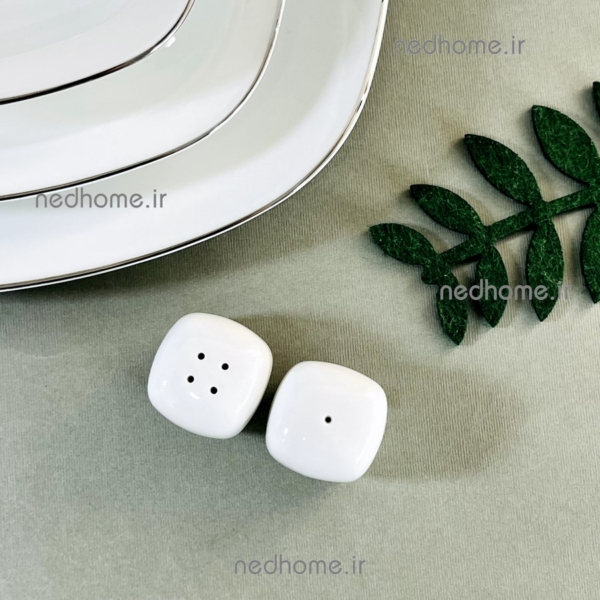 نمکپاش و فلفل پاش چینی زرین طرح سمن کواترو