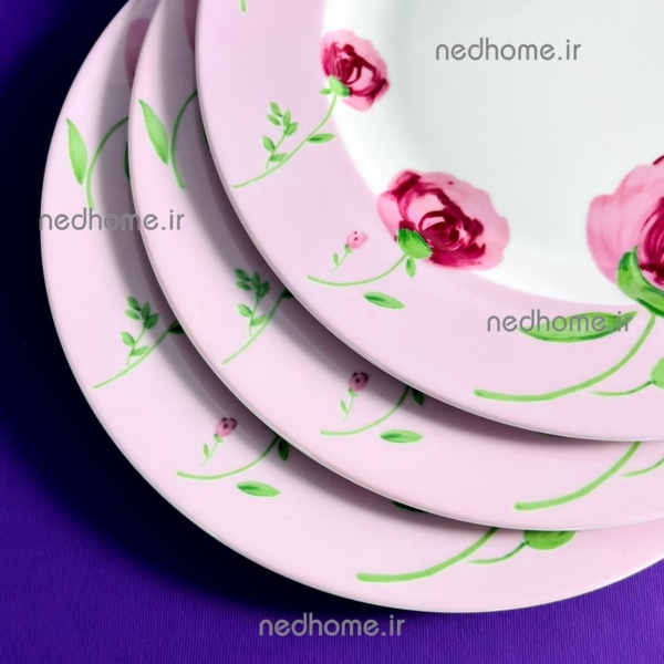 بشقاب برنج خوری چینی زرین طرح پینک رز