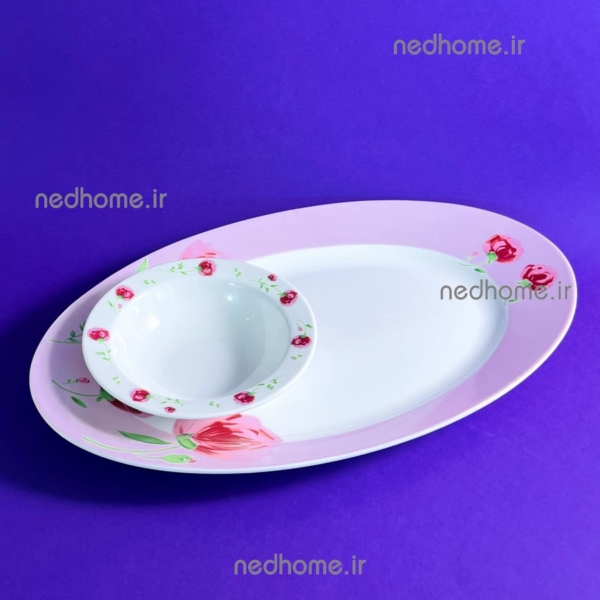 دیس متوسط چینی زرین طرح پینک رز ایتالیا اف