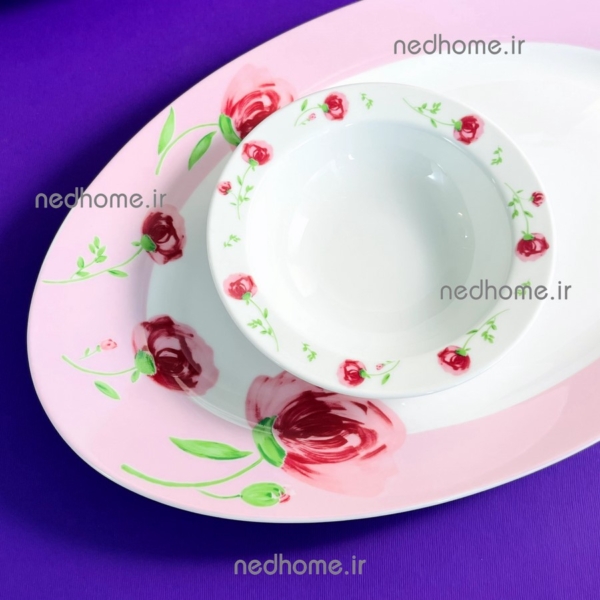 دیس بزرگ پینک رز درجه عالی چینی زرین