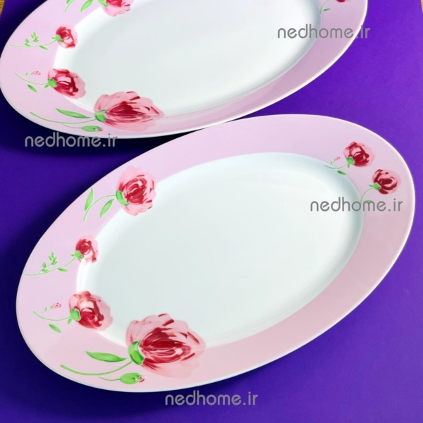 دیس برنج خوری چینی زرین طرح پینک رز صورتی