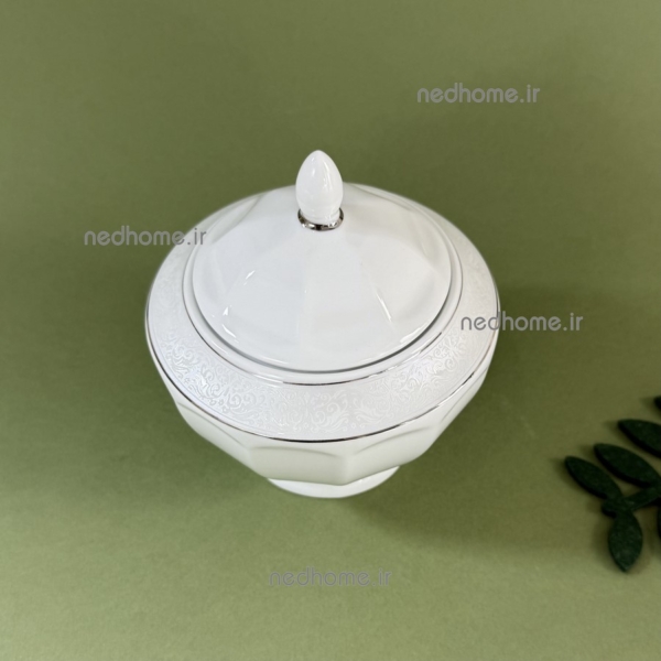 قندان تک لب نقره ای ساده شیک چینی زرین طرح دلسا