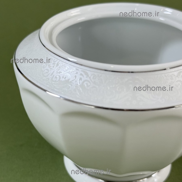 قیمت قندان چینی زرین طرح دلسا نئوکلاسیک لب نقره ای