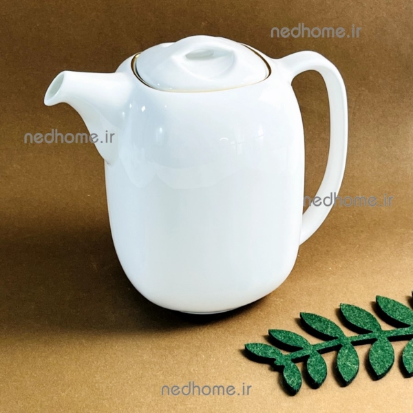 قوری چینی مستطیلی لب طلایی چینی زرین درجه عالی