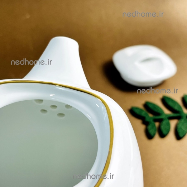قوری سرو چای چینی زرین لبه طلایی قالب کواترو