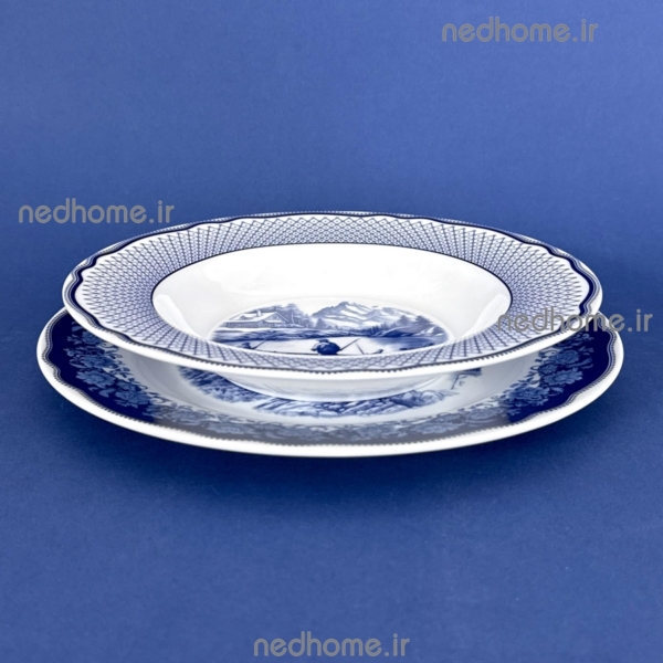 سرویس غذاخوری چینی زرین طرح سن پترزبرگ آبی