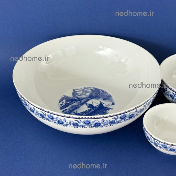 کاسه بزرگ آش سن پترزبورگ گل آبی چینی زرین درجه عالی