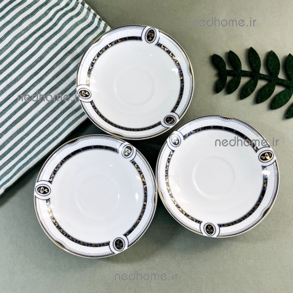 نعلبکی جدید چینی زرین طرح پرشیا سرمه ای