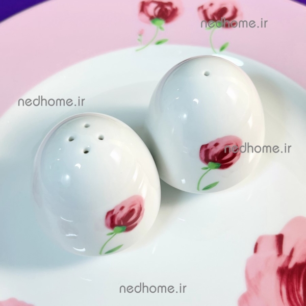 نمکدان و فلفل پاش پینک رز چینی زرین