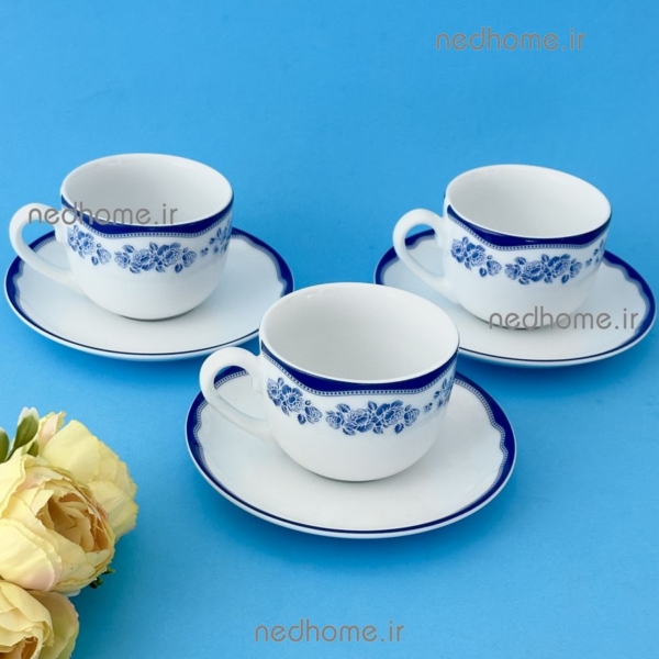 فنجان و نعلبکی ماهور گرد گل آبی چینی زرین