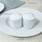 نمک پاش و فلفل پاش چینی زرین طرح سفید رادیانس - دو عدد - درجه یک