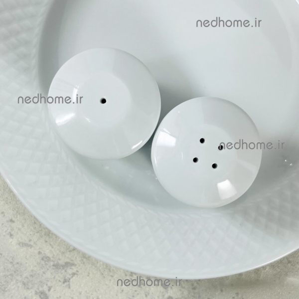 نمکدان و فلفل پاش چینی سفید زرین رادیانس