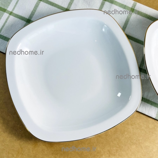 خورشت خوری لب طلایی مربع چینی زرین درجه عالی