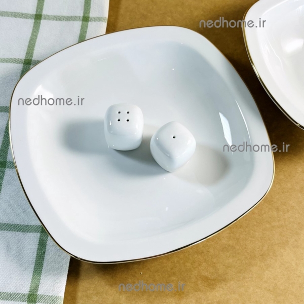 خورش خوری گود مربعی چینی زرین لب طلایی